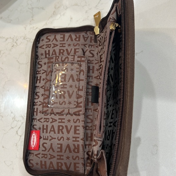 HARVEY'S RARE VINTAGE BOW SEATBELT Zip Around Collectible Wallet BROWN CROC - Picture 6 of 8